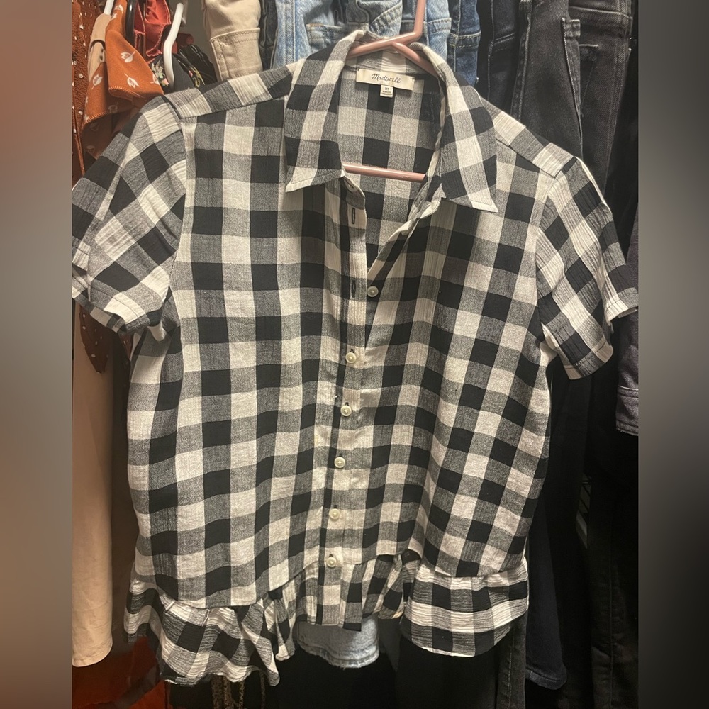 Madewell checkered blouse